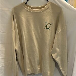 Beige Sweatshirt with Green Graphic